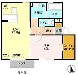 JR常磐線 荒川沖駅 徒歩30分の賃貸アパート 1階1LDKの間取り