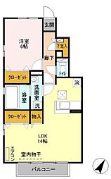 パークヒル　Ａ 1階1LDKの間取り