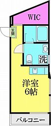 JR常磐線 亀有駅 徒歩10分の賃貸マンション 2階ワンルームの間取り