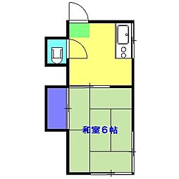 遠藤荘 2階1Kの間取り
