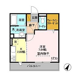 マノワール　ブリーズ　Ｂ棟 2階1Kの間取り