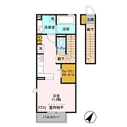 Ｃａｓａ　Ｎａｒａｈａ 2階ワンルームの間取り