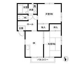 エステートピア鹿野 2階2DKの間取り