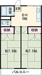 学園ハイムI 2階2DKの間取り