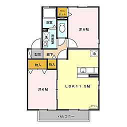 千葉都市モノレール みつわ台駅 徒歩12分の賃貸アパート 1階2LDKの間取り