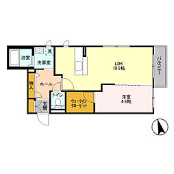 ヴィラージュおゆみ野 2階1LDKの間取り