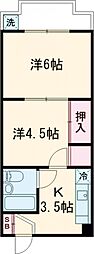 ハイツ奥沢 4階2Kの間取り