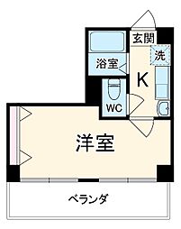 プレステージ千葉 8階1Kの間取り