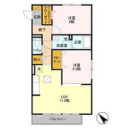 ロイヤルクレッセント西登戸参番館 2LDKの間取図画像