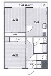 武蔵屋グランパレス 2DKの間取図画像