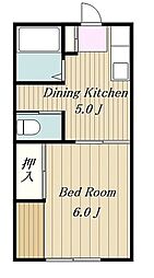 第2五十嵐ハイツ 1DKの間取図画像