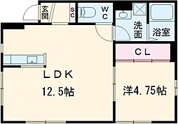 オリーブコート 1階1LDKの間取り