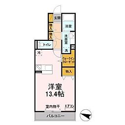 プランドール樹 3階ワンルームの間取り