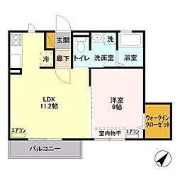 ｃｏｍｏｒｅｂｉ 2階1LDKの間取り