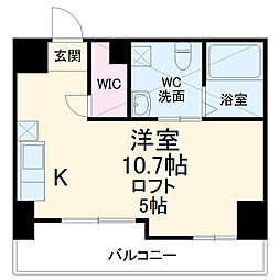 リエス千葉新宿 8階ワンルームの間取り