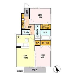 ＷＩＴ木更津 1階2LDKの間取り