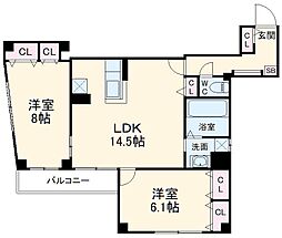 Ａｒｃｏｂａｌｅｎｏ　ＳＨＩＮＭＥＩ 5階2LDKの間取り