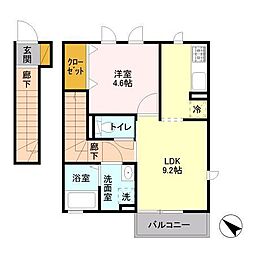 JR総武線 幕張本郷駅 徒歩9分の賃貸アパート 2階1LDKの間取り