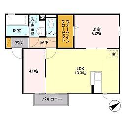 フェリーチェ 2階1SLDKの間取り