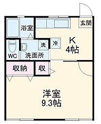 ウララハイツ 1階1Kの間取り