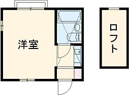 JR中央線 荻窪駅 徒歩12分の賃貸アパート 2階ワンルームの間取り