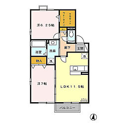 カンパーニュ　Ａ 2階2LDKの間取り