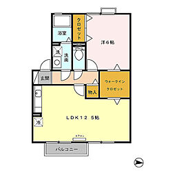 カンパーニュ　Ｃ 2階1LDKの間取り