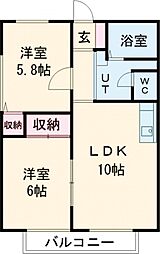 小田急小田原線 鶴川駅 徒歩9分の賃貸アパート 1階2LDKの間取り