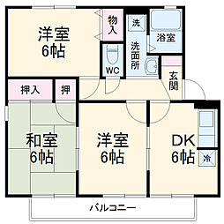 第三スカイマンション 2階3DKの間取り
