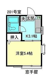 JR中央線 荻窪駅 徒歩3分の賃貸アパート 2階1Kの間取り