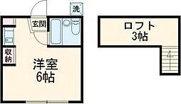 第二コーポ石原 1階ワンルームの間取り