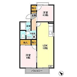 ファーストヴューラ　八番館 1階2LDKの間取り