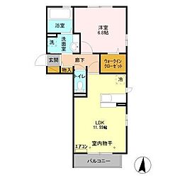 カンチーナ 3階1LDKの間取り