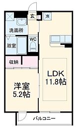 リブリ・シャルマン 1階1LDKの間取り