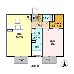 コートフォレスタ　Ａ 1階1LDKの間取り