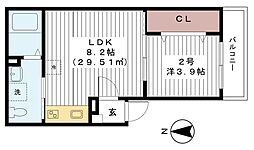 JR総武線 千葉駅 徒歩19分の賃貸アパート 3階1LDKの間取り
