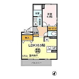 Ａｎｇｅｌａ 2階1LDKの間取り