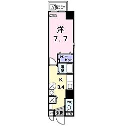 名古屋市営鶴舞線 丸の内駅 徒歩5分の賃貸マンション 6階1Kの間取り