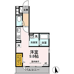 ウィステリア 1階ワンルームの間取り