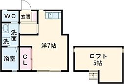 JR中央線 荻窪駅 徒歩23分の賃貸アパート 2階1Kの間取り