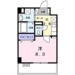 緑が丘ＤＫＢ 4階1Kの間取り