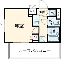 ルーブル桜台 5階1Kの間取り