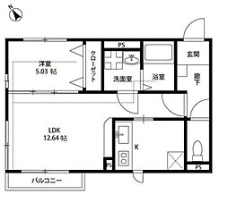 JR青梅線 東中神駅 徒歩9分の賃貸アパート 2階1LDKの間取り