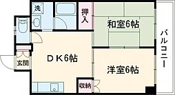 京成押上線 四ツ木駅 徒歩11分の賃貸マンション 3階2DKの間取り