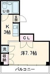 モアクレスト亀戸 2階1Kの間取り
