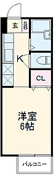 リブレ常盤 2階1Kの間取り