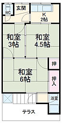 嵯峨野アルファ 2階3Kの間取り