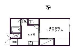 京王線 調布駅 バス12分 深大寺下車 徒歩8分の賃貸アパート 1階1Kの間取り