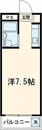 西武拝島線 武蔵砂川駅 徒歩5分の賃貸マンション 4階ワンルームの間取り