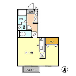 JR中央線 立川駅 徒歩21分の賃貸アパート 1階ワンルームの間取り